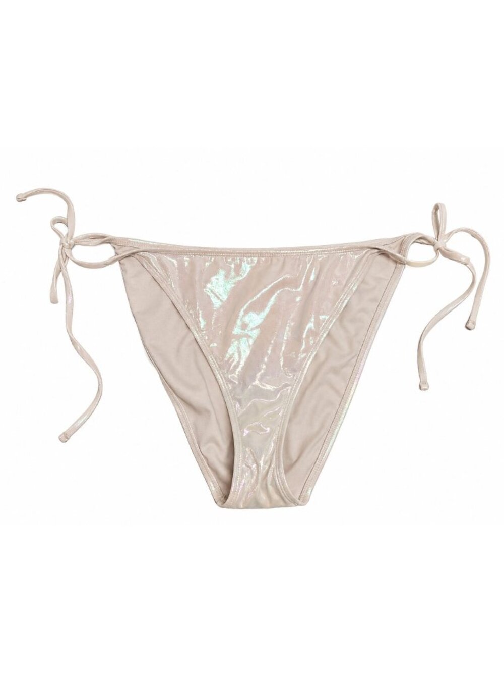 Women's Iridescent Tie Side Bikini Bottom Size XXL (20) Pearl Glossy Shimmer NW